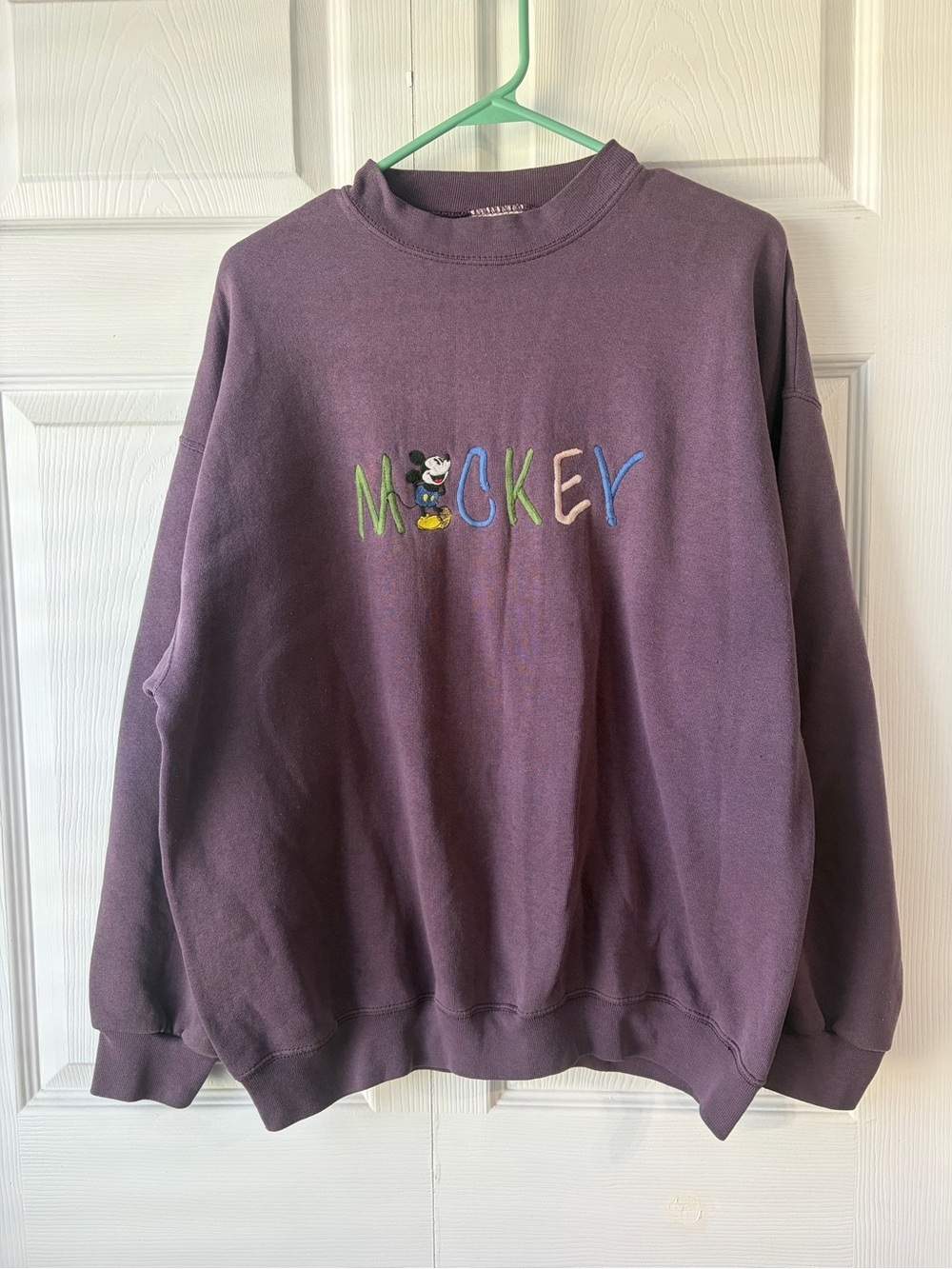 Purple Mickey Embroidered Crewneck Sweatshirt Vintage